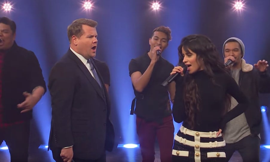 Camila Cabello and James Corden singing battle