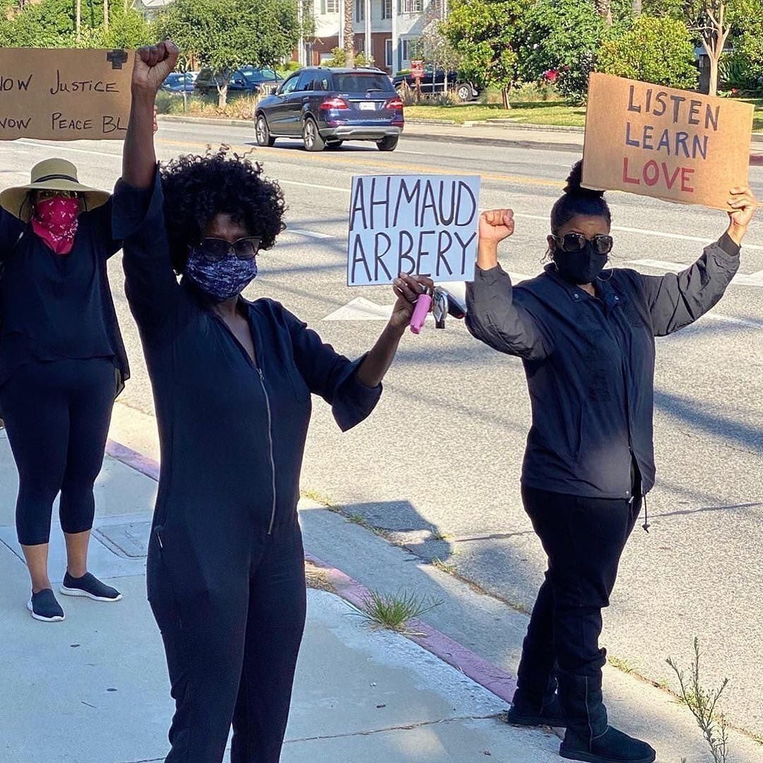 Viola Davis protesting