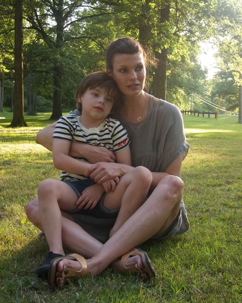 Augustin and his mom Linda Evangelista