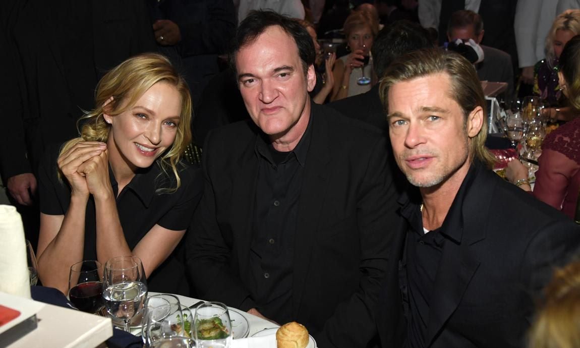 Brad Pitt, Quentin Tarantino and Uma Thurman