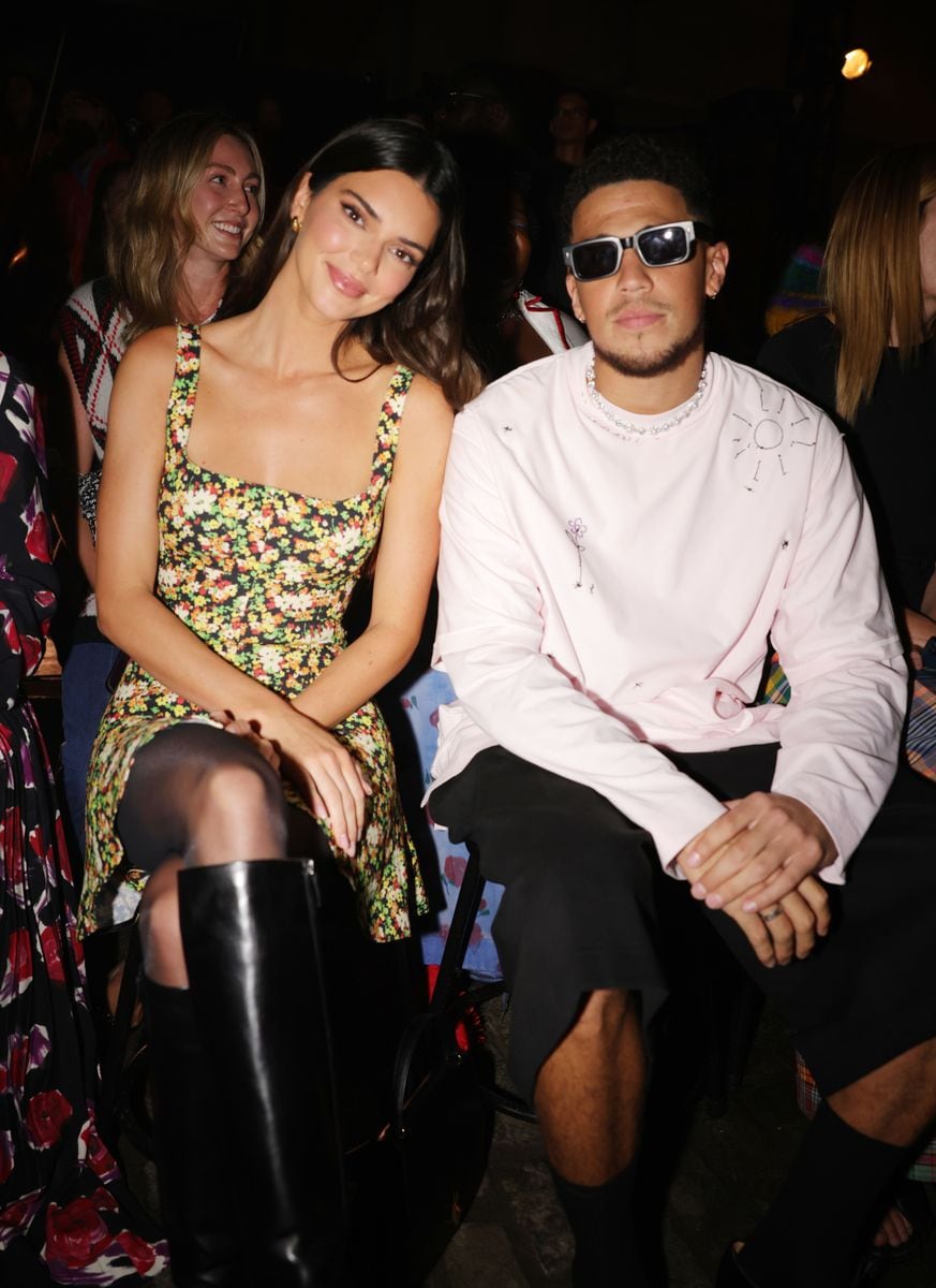 Kendall Jenner and Devin Booker at the Marni Spring 2023 ready to wear runway show 