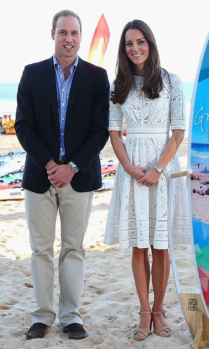 <b>Zimmermann: Australia</b>
<br>
For a date with the local surf club on Sydney's Manly Beach during her 2014 tour of Australia, Kate opted for a cream lace dress by Australian fashion label Zimmermann.
</br><br>
Fashionistas looking to recreate the Duchess's look had to curb their impatience, as the rush to buy the frock crashed the label's website.
<br><br>
Photo: Getty Images