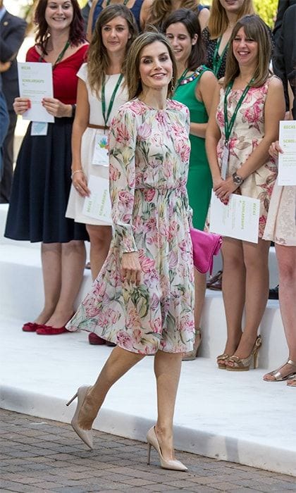 In July 2016, Queen Letizia stepped out in a $49.99 floral dress from the Spanish clothing store, pairing it with Prada heels.
Photo: PA Images