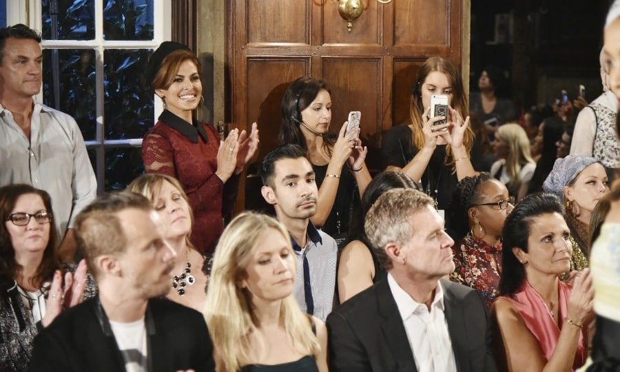 Eva Mendes looked on with a smile during her New York & Company fashion show.
Photo: New York & Company