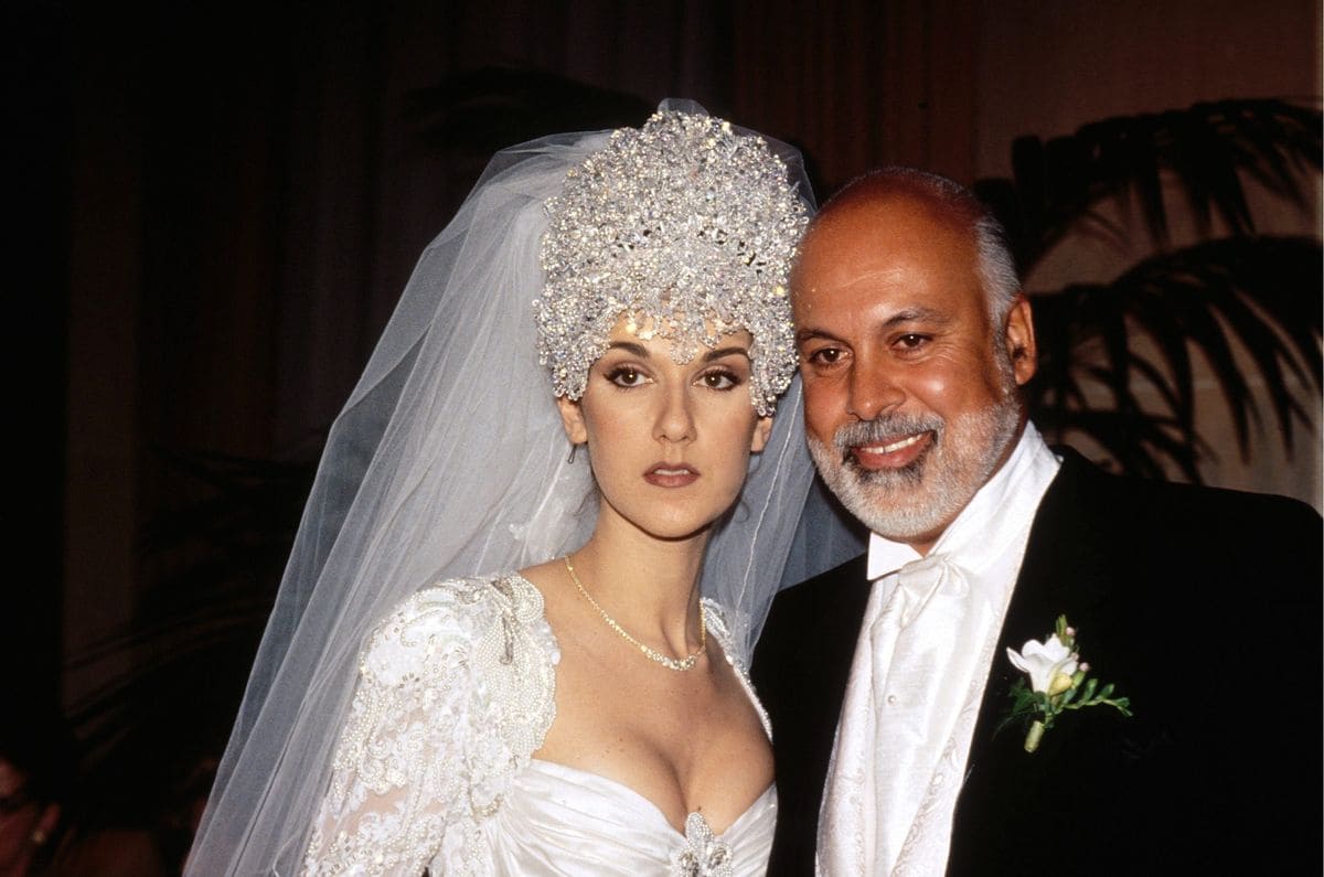  Celine Dion In Montreal, Canada In May, 1996-December, 17, 1994, during her wedding with Rene Angelil.  (Photo by Michel PONOMAREFF/PONOPRESSE/Gamma-Rapho via Getty Images)