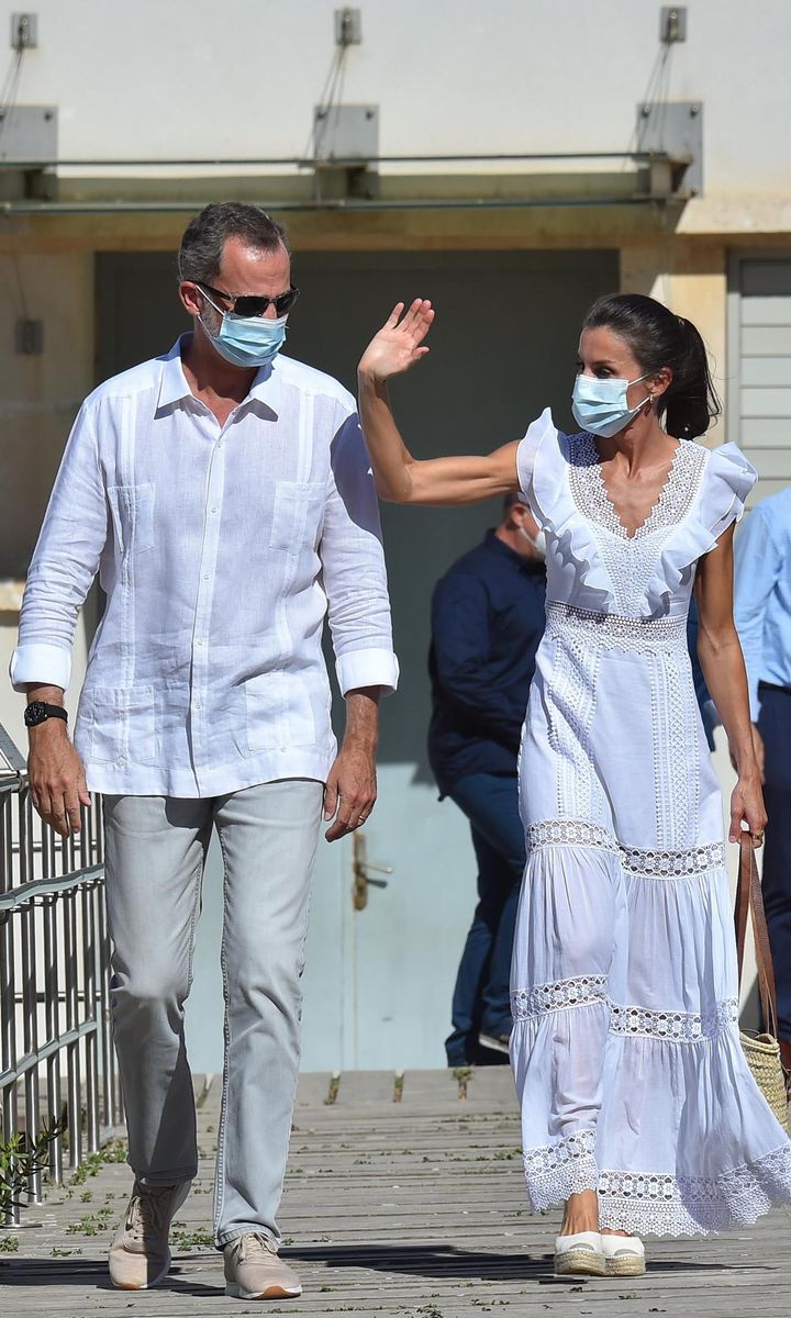 Queen Letizia stunned in a long white dress for her trip to Ibiza on Aug. 17