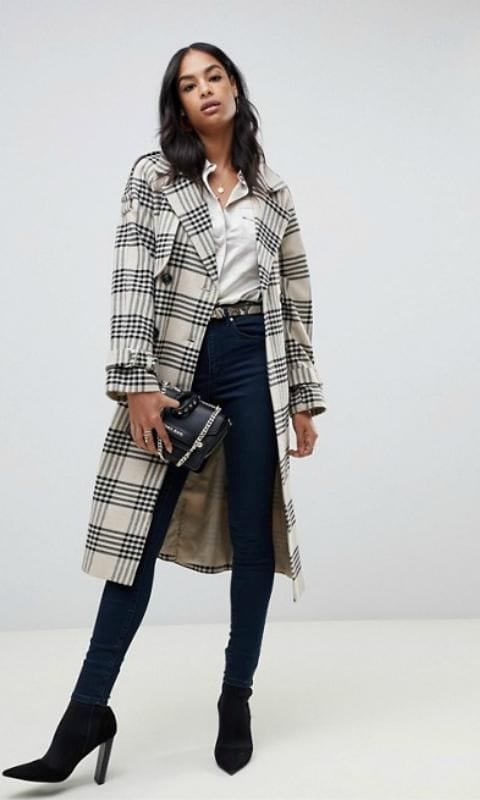 Check Tab Oversized Coat de Asos