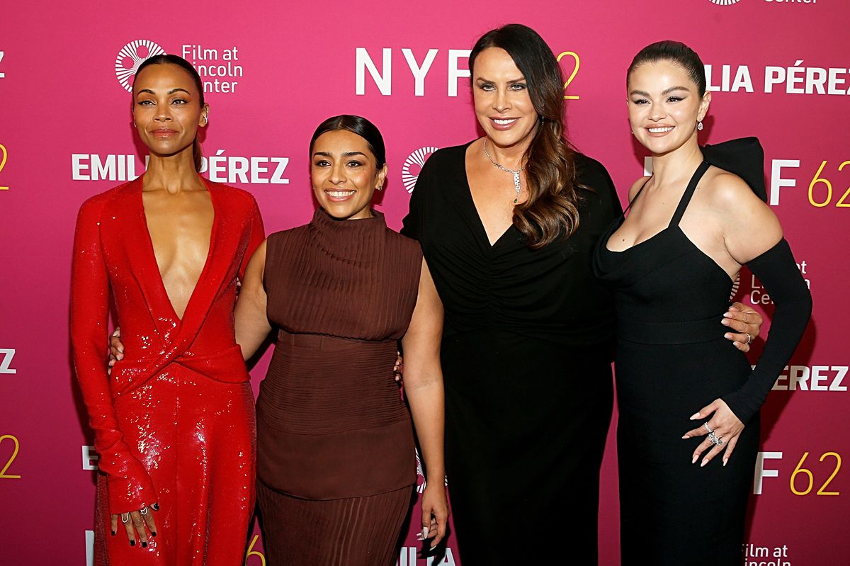 Zoe Saldana, Adriana Paz, Karla Sofia Gascon and Selena Gomez attend the "Emilia Perez" premiere during the 62nd New York Film Festival