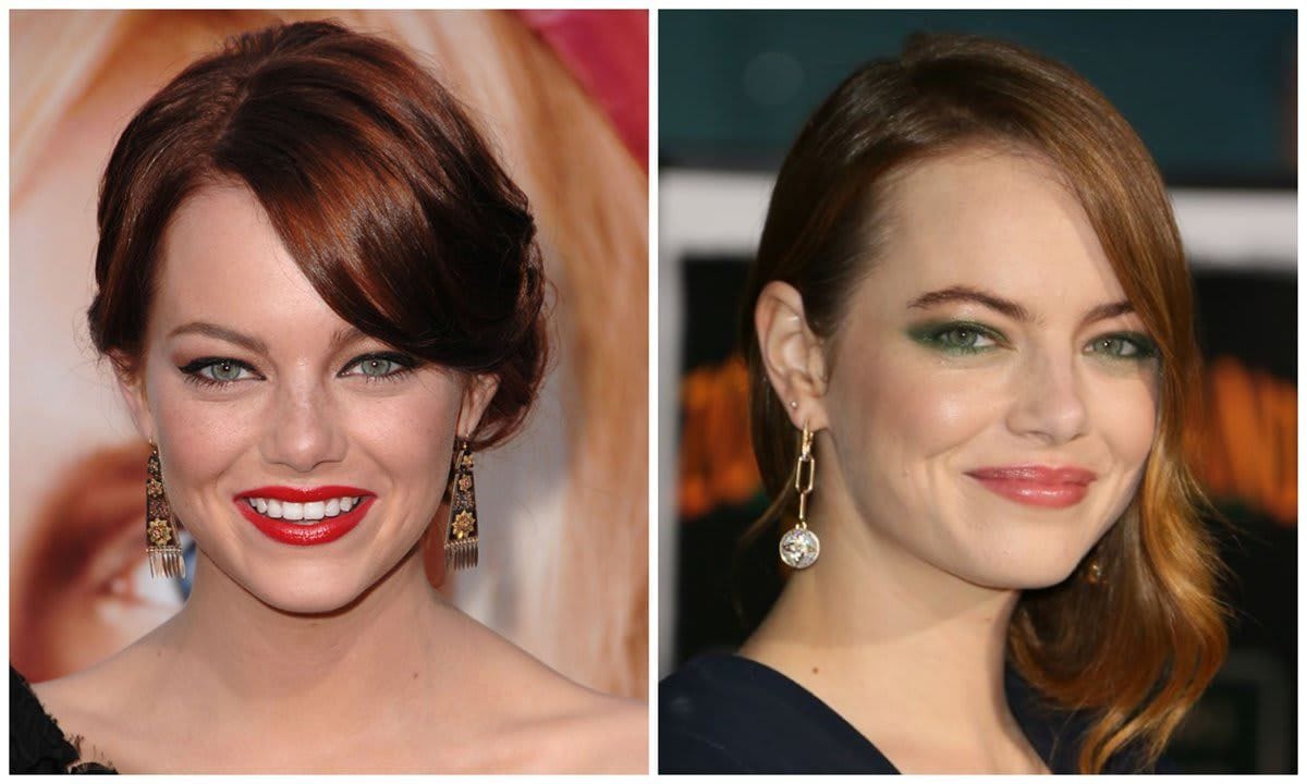 Emma Stone and her makeup before and after
