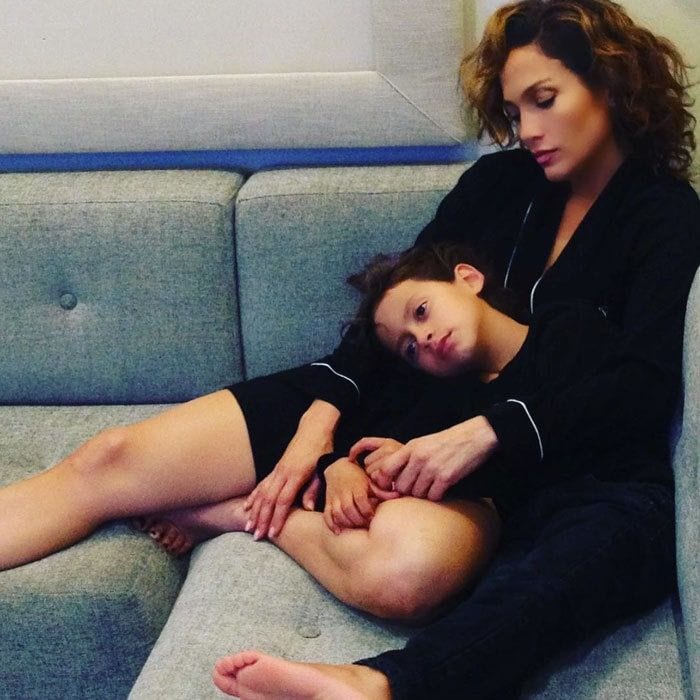 Jennifer Lopez spent quality cuddle time on a couch with her son Max. Attached to the photo, the doting mom wrote, "Me and my baby."
Photo: Instagram/@jlo