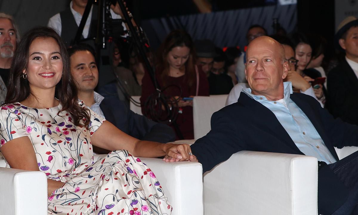 Bruce Willis And Wife Emma Heming Attend CocoBaba And Ushopal Activity In Shanghai