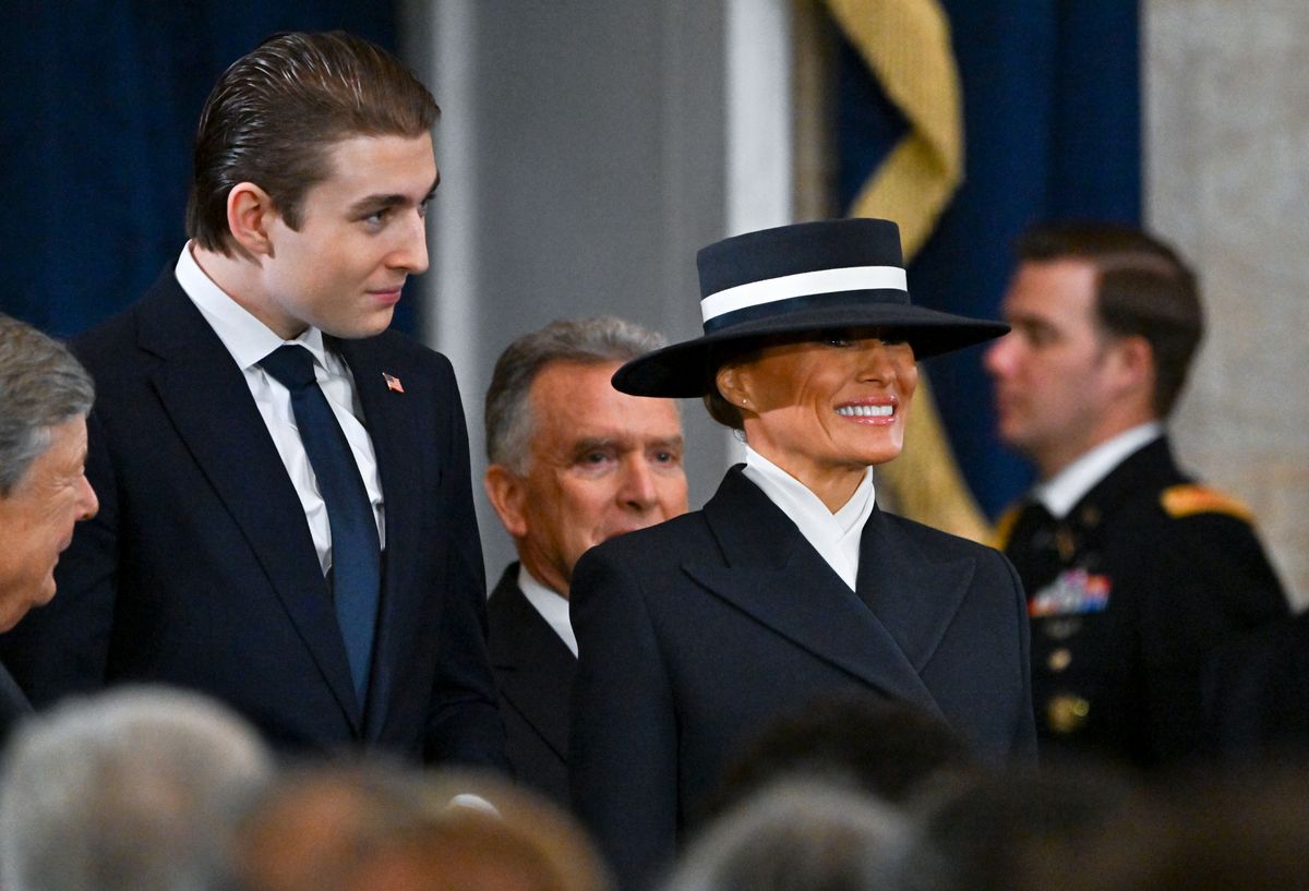 Barron Trump and Melania Trump arrive for the inauguration of U.S. President Donald Trump