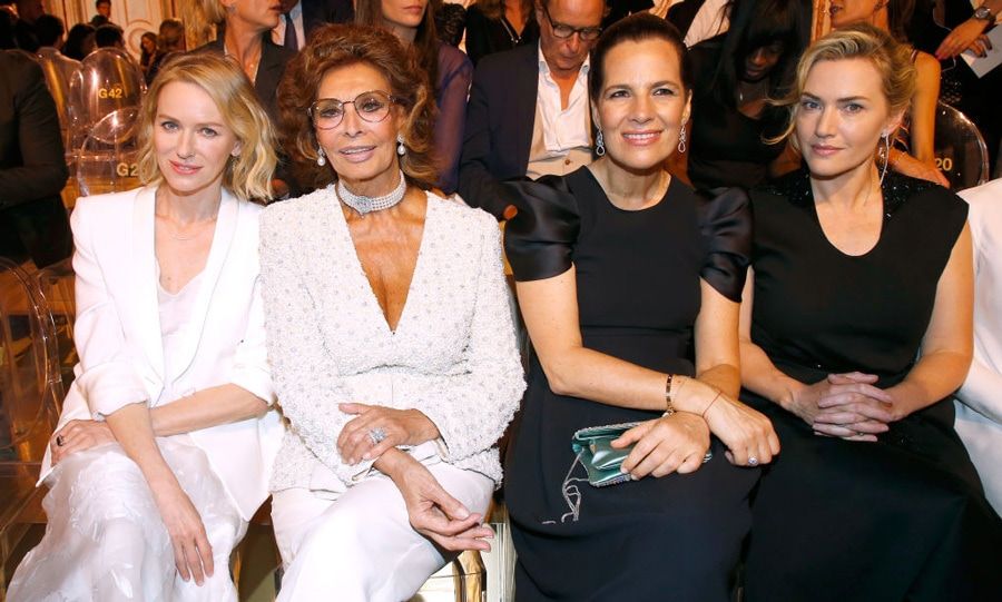 Naomi Watts, Sophie Loren and Kate Winslet sat with Roberta Armani at the Giorgio Armani Prive show in Paris.
Photo: Bertrand Rindoff Petroff/Getty Images