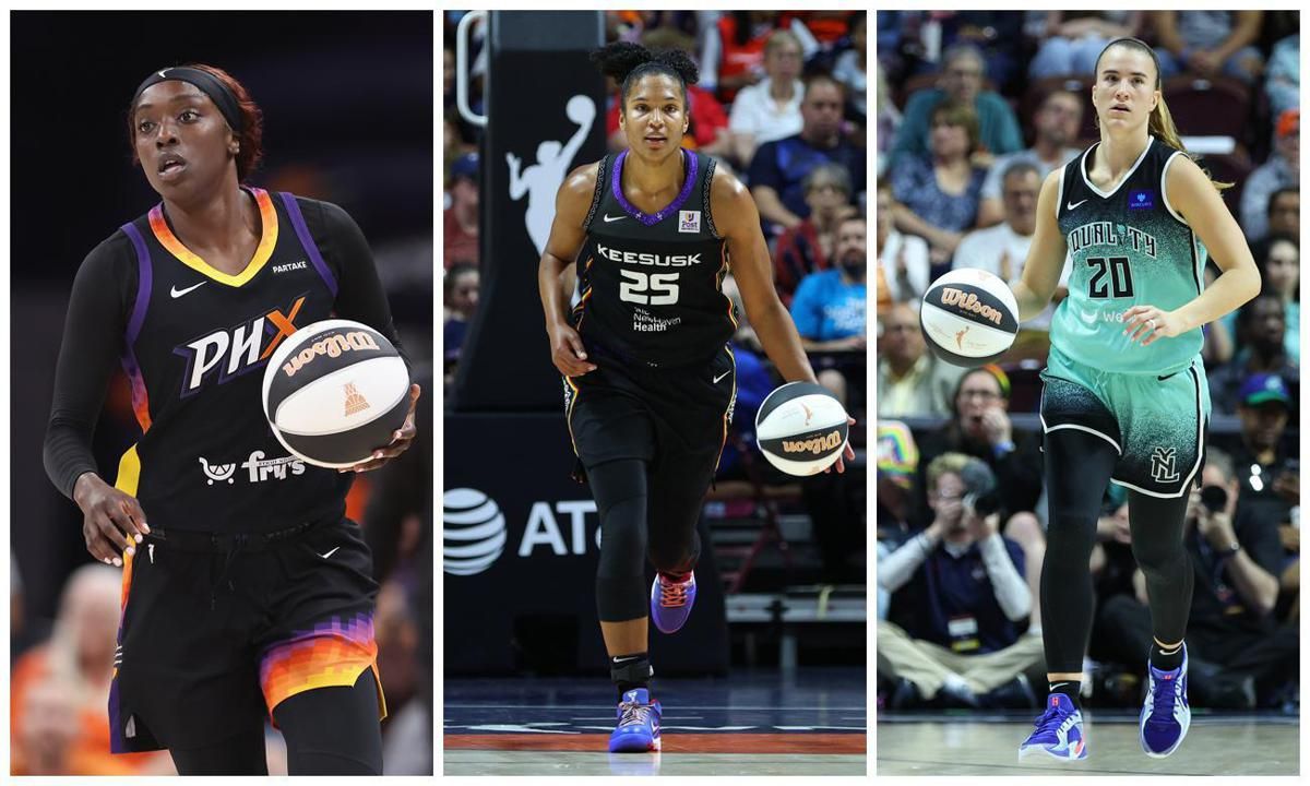 Kahleah Copper, 29, from the Phoenix Mercury; Alyssa Thomas, 32, from the Connecticut Sun; and Sabrina Ionescu, 26, from the New York Liberty.