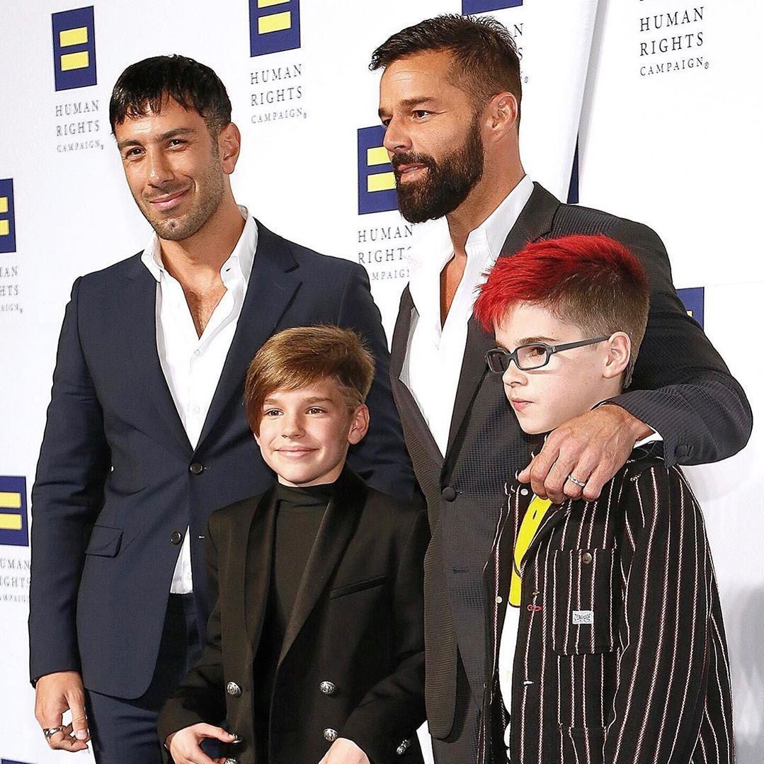 Ricky Martin, Jwan Yosef and their children Matteo and Valentino