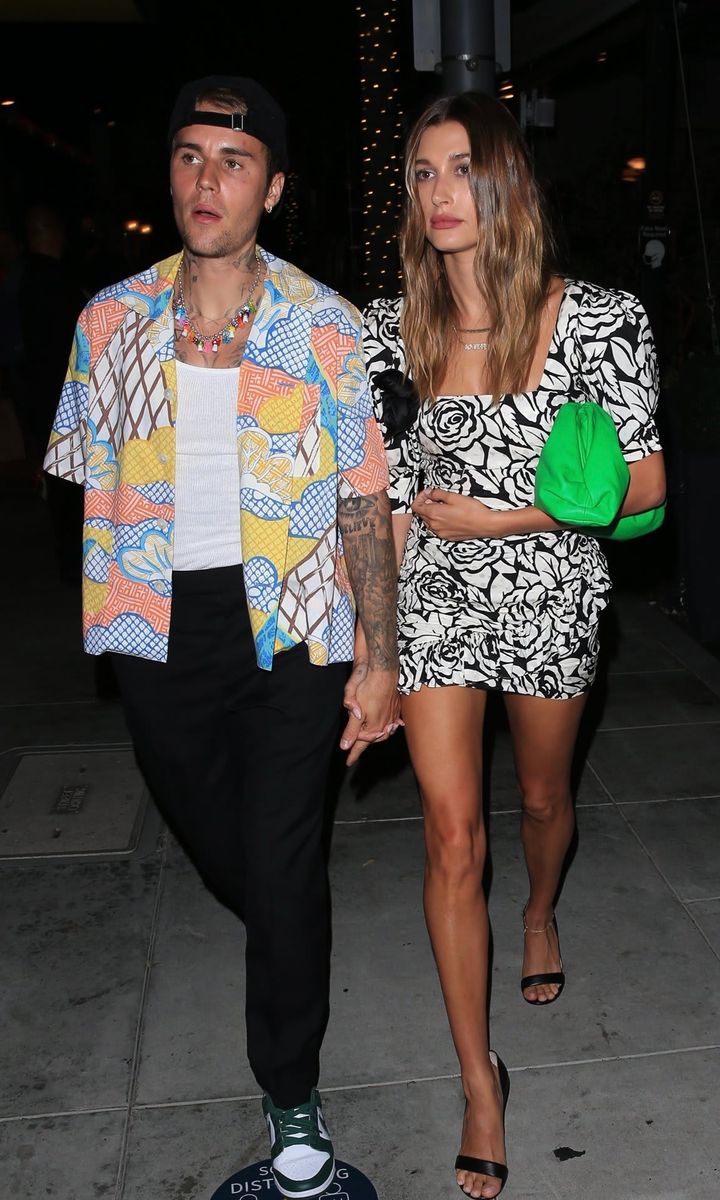 Hailey Bieber shows her legs in mini dress for Beverly Hills date with husband Justin Bieber