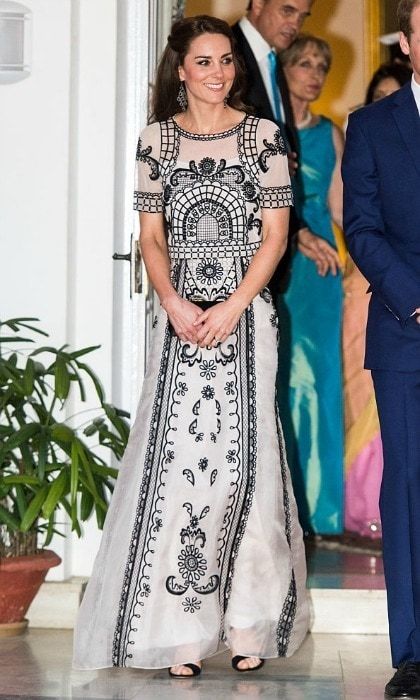 The Duchess wore an Indian-inspired gown by the British designer during her tour of India.
<br>
Photo: Samir Hussein/Pool/WireImage