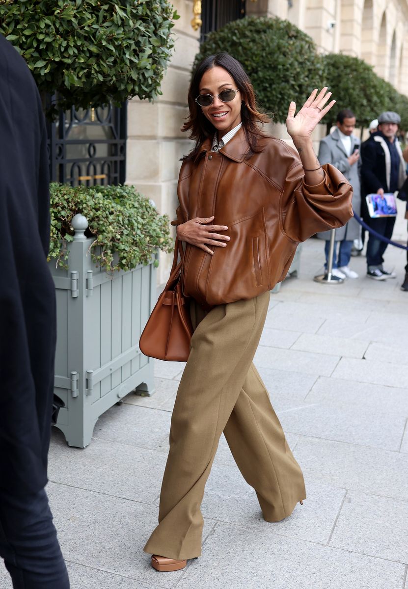 Zoe Saldana during Paris Fashion Week