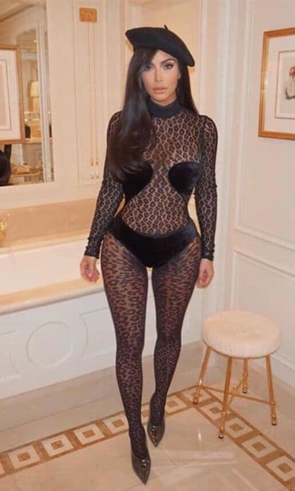 Kim Kardashian sheer catsuit