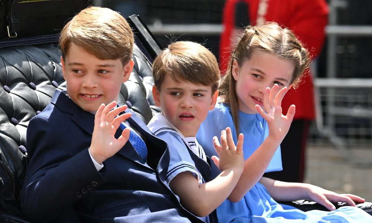 Louis, sandwiched between his older siblings, made his carriage debut along with George and Charlotte at Trooping the Colour on June 2.