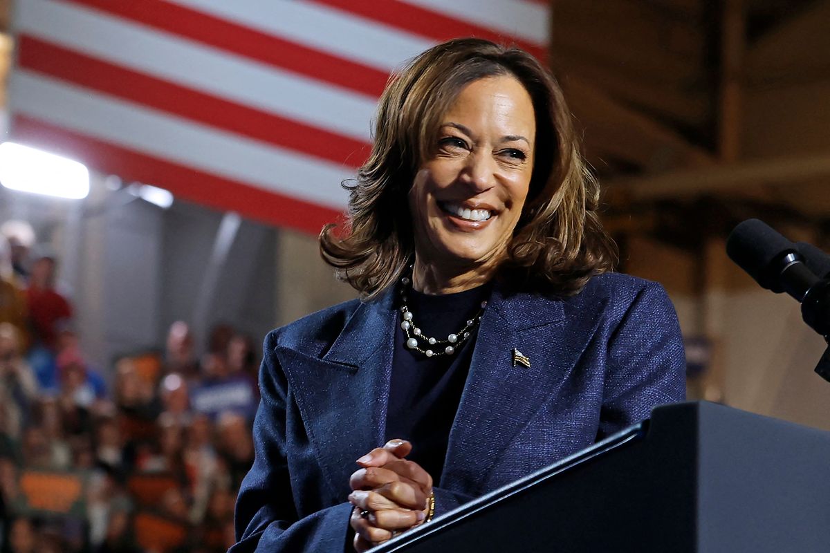 Kamala Harris at a campaign rally in Michigan State University