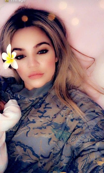 On Snapchat on Thursday, fans got a first glimpse of one-month old True.
Photo: Snapchat/Khloe Kardashian