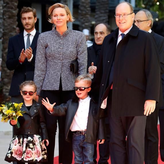 Prince Albert takes his and Princess Charlene's twins to school