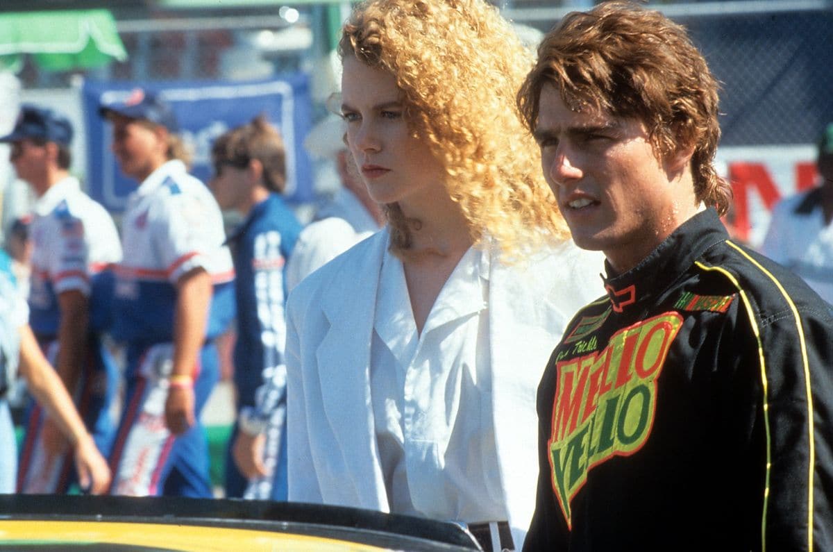 Tom Cruise and Nicole Kidman at the racetrack in a scene from the film 'Days of Thunder', 1990. 