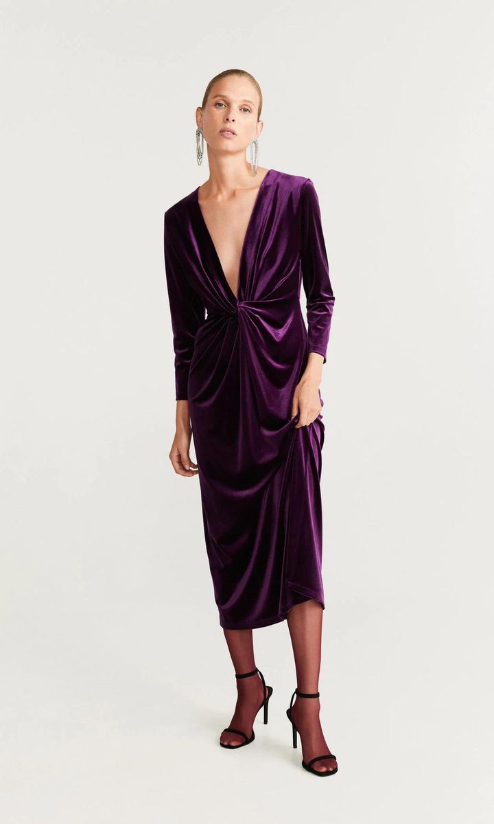 Purple velvet dress from Mango