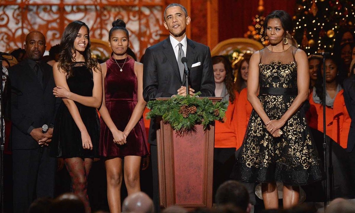 December 2014: Dressed up for the holidays, the girls wore velvet minidresses for TNT's 'Christmas in Washington' special.
<br>
Photo: Getty Images