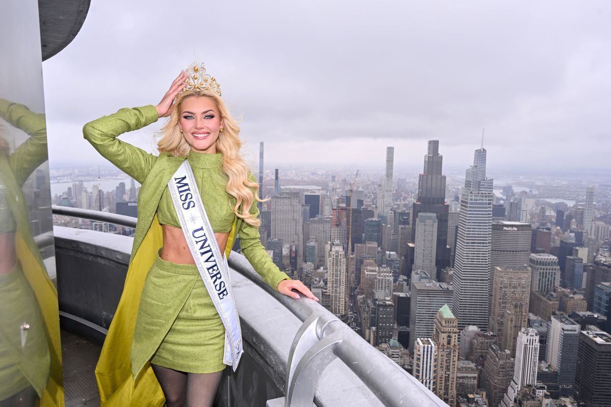  Miss Universe Victoria Kjaer Theilvig Lights the Empire State Building in Honor of Miss Universe 2024 at The Empire State Building on November 22, 2024 in New York City. (Photo by Roy Rochlin/Getty Images for Empire State Realty Trust)