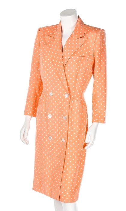 Princess Diana silk peach polka dot dress by Catherine Walker