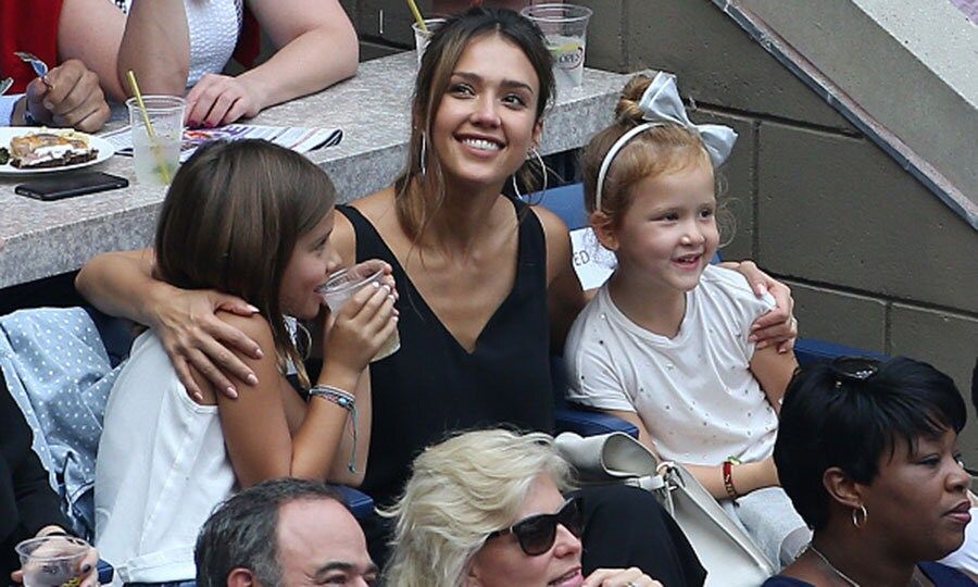 Jessica Alba was joined by her daughters Honor and Haven during the women's final match.
Photo: Jean Catuffe/GC Images