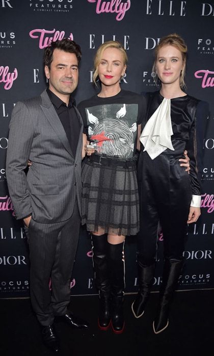 Charlize Theron was rocker chic along with Ron Livingston and Mackenzie Davis at a special screening of <i>Tully</i>, presented by Elle, Dior, and Focus Features in NYC.
Photo: Getty Images