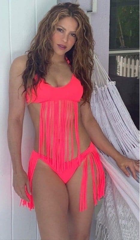 Shakira hot pink bikini