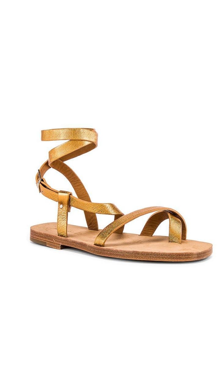 Gladiator sandals with a metallic effect