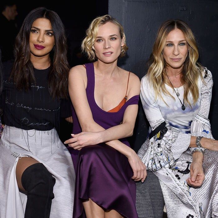 Priyanka Chopra, Diane Kruger and Sarah Jessica Parker made a chic trio at the Prabal Gurung show.
Photo: Dimitrios Kambouris/Getty Images for New York Fashion Week: The Shows