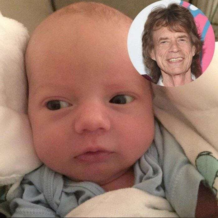 The world was finally introduced to the tiniest Rolling Stone when his big sister, posted his photo on Instagram.
Mick Jagger's daughter Elizabeth had a proud sister moment and shared the first photo of Mick and Melenie Hamrick's son Deveraux Jagger, who was born on December 8, on Instagram.
Elizabeth's photo of the wide-eyed baby came complete with a caption of his full name, "So proud of my beautiful baby brother Deveraux Octavian Basil Jagger."
Deveraux's mommy got in on the social media action and posted the same photo of the little man next to the caption, "I'm so love with my baby Deveraux Jagger. Thank you @lizzyjagger for the sweet introduction."
Photo: Instagram/@lizzyjagger