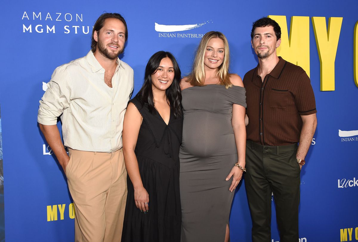 Tom Ackerley, Bronte Payne, Margot Robbie and Joey McNamara at the "My Old Ass" Special Campfire Screening