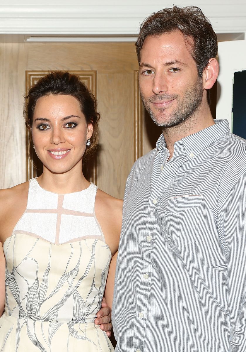 NEW YORK, NY - JULY 30: Actress Aubrey Plaza (L) and writer/director Jeff Baena attend the "Life After Beth" New York Screening at Crosby Street Hotel on July 30, 2014 in New York City.  (Photo by Monica Schipper/WireImage)