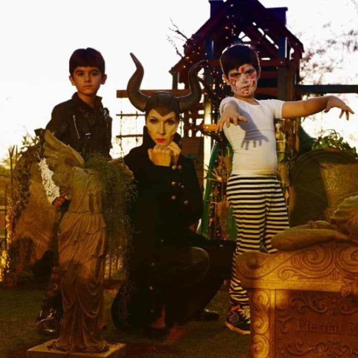 Celine Dion turned into Maleficent for Halloween with her sons Eddy and Nelson. The trio posed for friend Denise Truscello.
Photo: Instagram/@celinedion via @denisetruscello