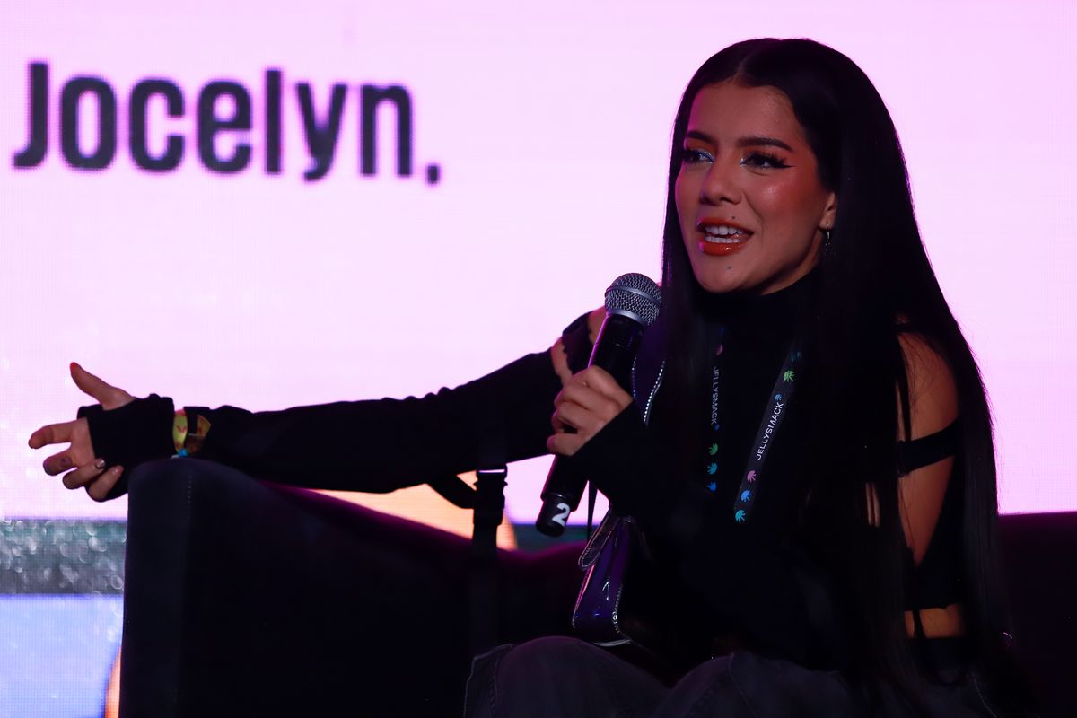 YouTuber Doris Jocelyn speaks during a conference as part of the 'VidCon Mexico 2023' at Centro Banamex on August 13, 2023 in Mexico City, Mexico. (Photo by Alan Espinosa/Getty Images)