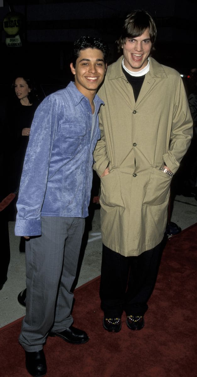 Wilmer Valderrama and Ashton Kutcher during Beverly Hills Premiere of "Clubland" at Cecchi Gori Fine Arts Theatre in Beverly Hills, California, United States. (Photo by Jim Smeal/Ron Galella Collection via Getty Images)