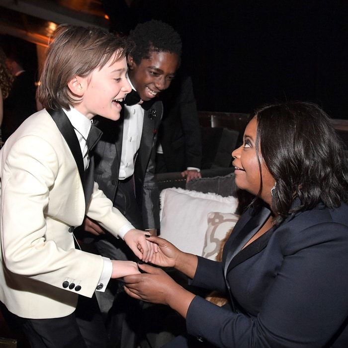 Octavia Spencer could not hide her excitement meeting Noah Schnapp and Caleb McLaughlin at the Weinstein Company and Netflix Golden Globes Party.
Photo: Charley Gallay/Getty Images for FIJI Water