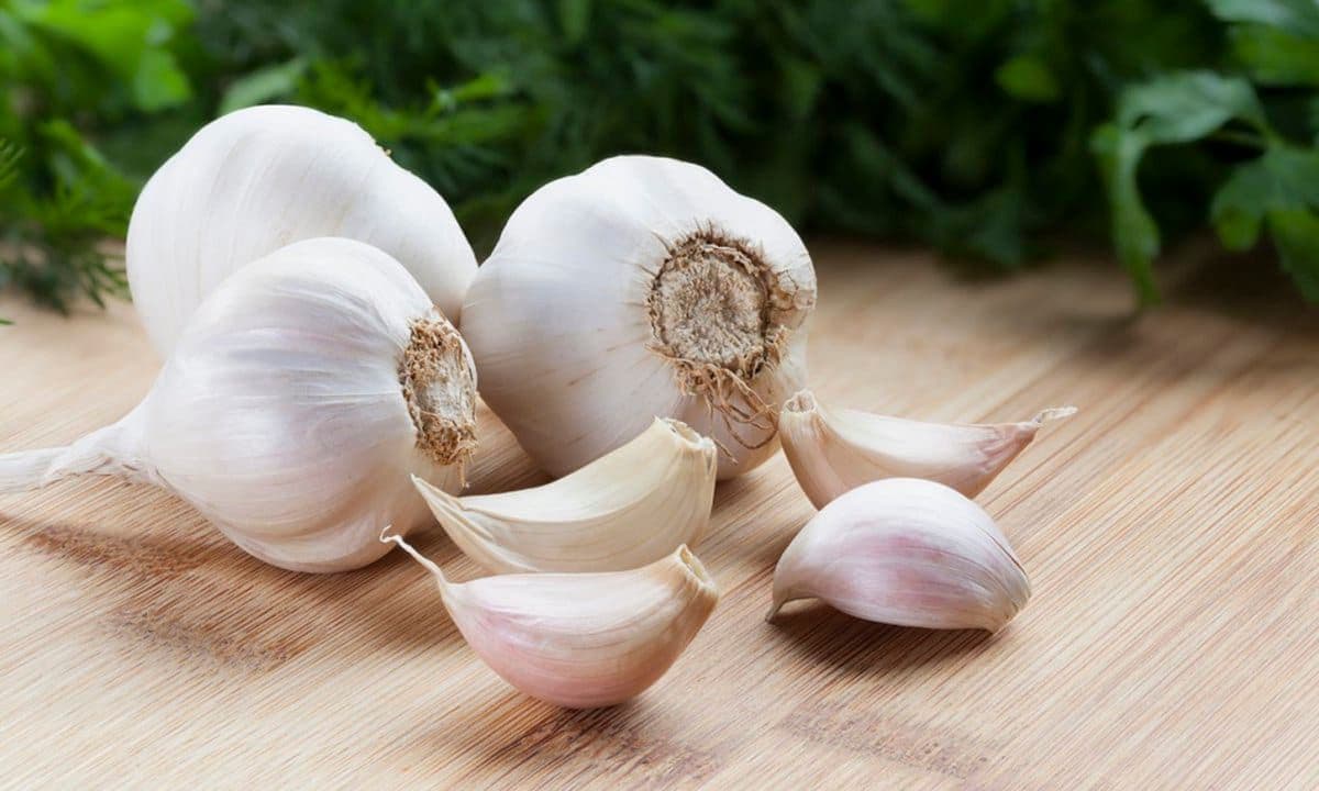 Cloves of raw garlic