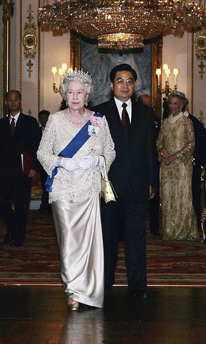 The Queen attended a state banquet in Buckingham Palace with Mr Hu Jintao, President of the People's Republic of China, in 2005.
<br>
Photo: Getty Images