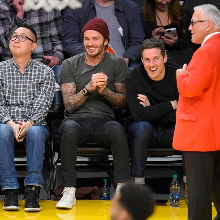 January 31: Game time! <a href="https://us.hellomagazine.com/tags/1/david-beckham/"><strong>David Beckham</strong></a> cracked a smile during the Los Angeles Lakers vs. Denver Nuggets game at the Staples Center.
Photo: Noel Vasquez/Getty Images