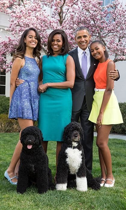 Malia Obama, Michelle Obama, Barack Obama and Sasha Obama