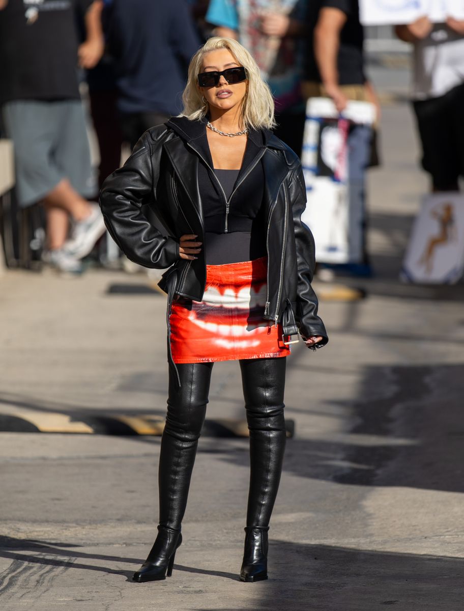 LOS ANGELES, CA - OCTOBER 16: Christina Aguilera is seen at "Jimmy Kimmel Live" on October 16, 2023 in Los Angeles, California.  (Photo by RB/Bauer-Griffin/GC Images)