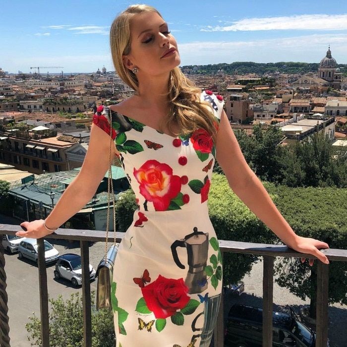 When in Rome! The celeb fittingly posed in a rose-inspired dress at Villa Medici, which features a famous garden. "La vita e bella," she wrote alongside the D&G-filled photo.
Photo: Instagram/@kitty.spencer